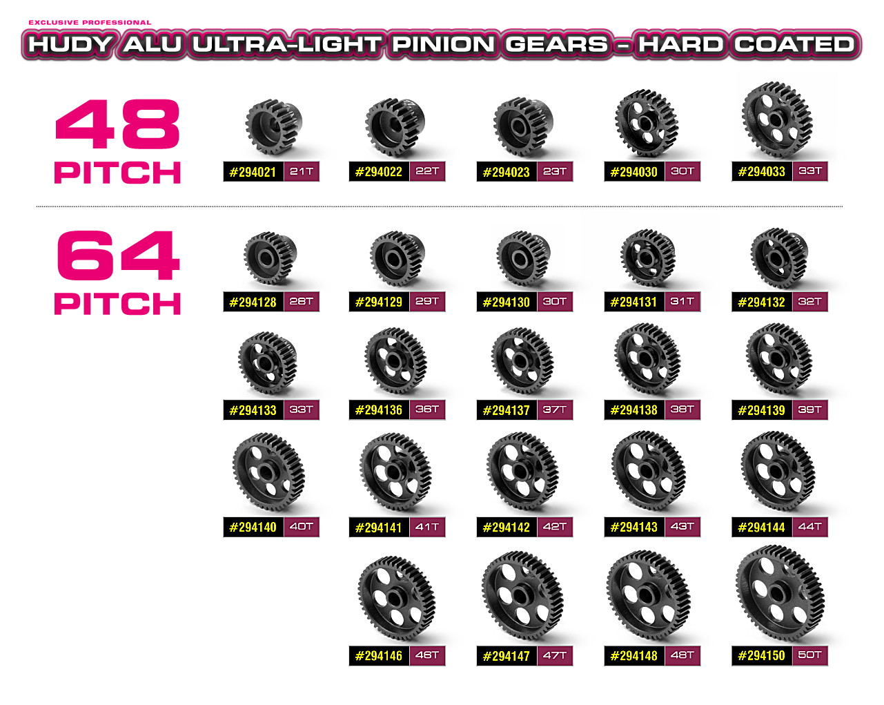 Hudy Alu Ultra Light Pinion Gear Hard Coated T